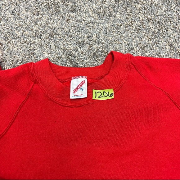 Vintage Jerzees sweatshirt mens XL extra large red crewneck blank USA 90s solid - Picture 7 of 11